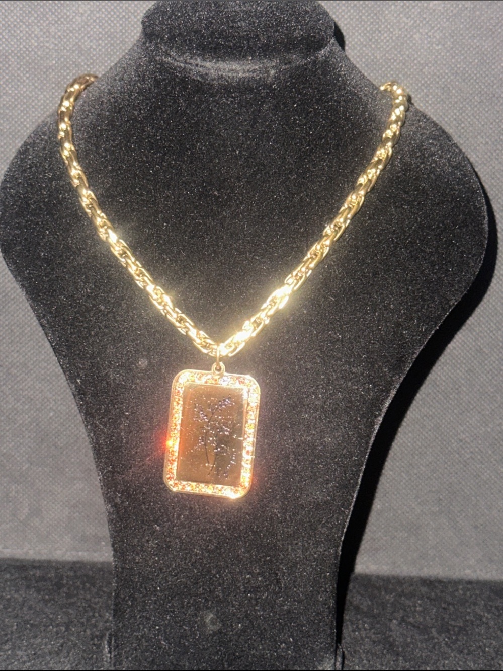 Gold-Tone Rectangular Scorpio Pendant Necklace - Women Jewelry